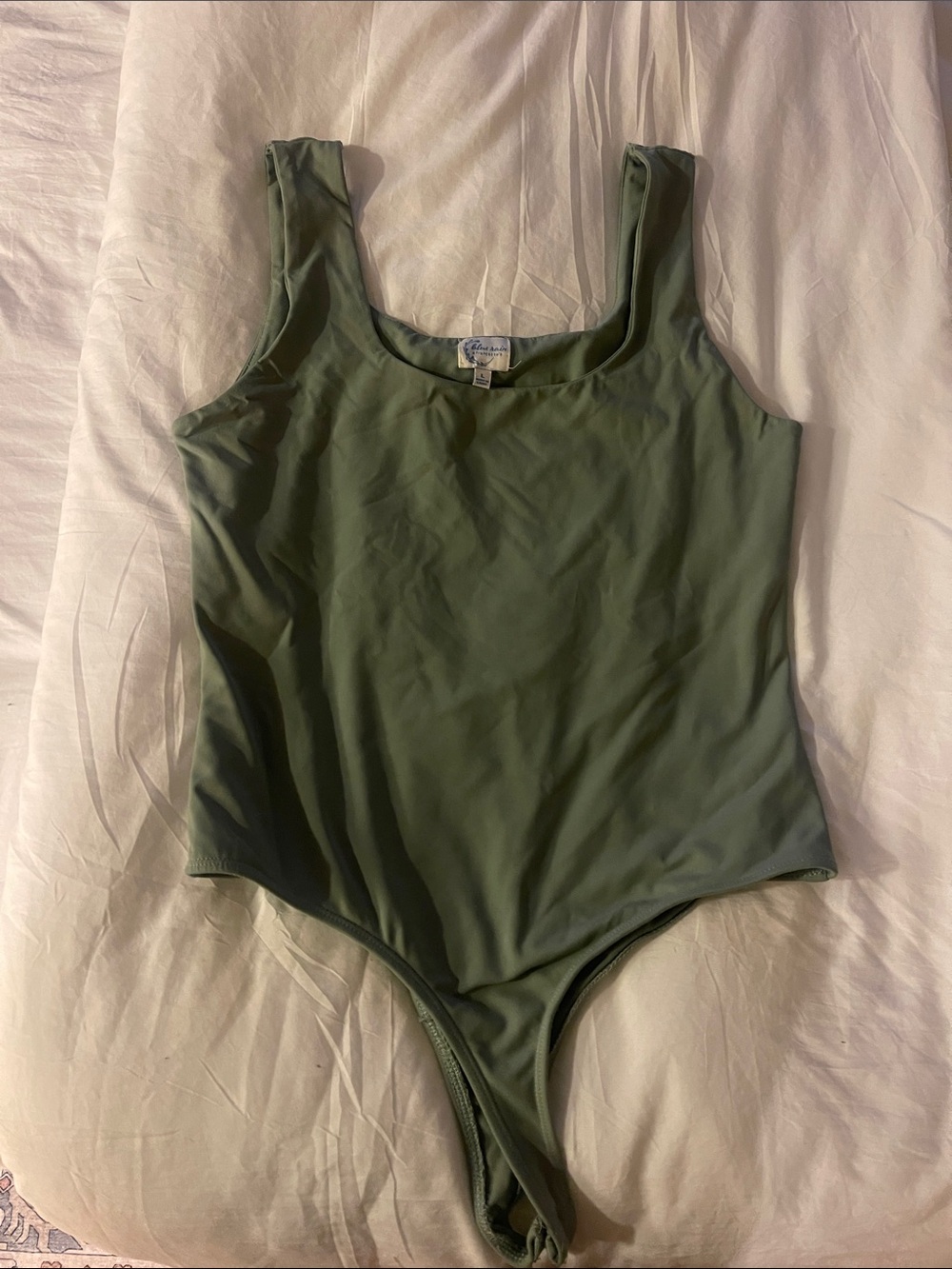 Blue Rain Olive Green Scoop Neck Bodysuit